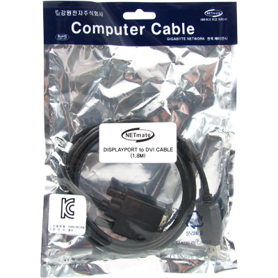 강원전자 넷메이트 (Black) DisplayPort to DVI 케이블 1.8m DC-D4