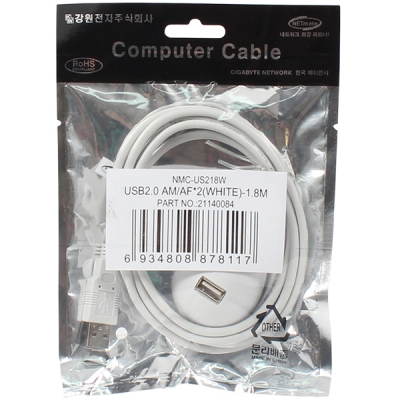 강원전자 넷메이트 USB2.0 연장 스탠드 케이블(화이트) 1.8m NMC-US218W