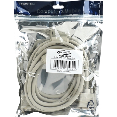 강원전자 넷메이트 RGB 3+6 모니터 연장 케이블 3m (베이지) NMC-R30F
