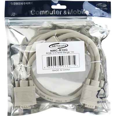 강원전자 넷메이트 RGB 3+6 모니터 케이블 1m (베이지) NMC-R10G