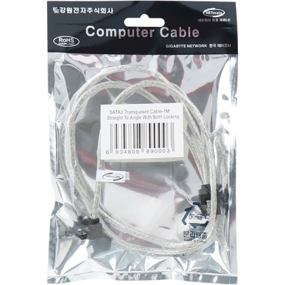 강원전자 넷메이트 NMP-ST306 SATA3 Round 케이블(한쪽 90° 꺾임/Lock) 1m
