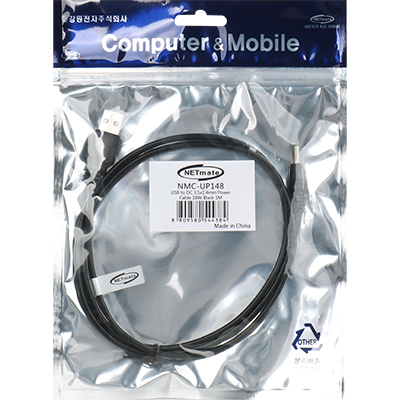 강원전자 넷메이트 NMC-UP148 USB 전원 케이블 1m (3.5x1.4mm/18W/블랙)