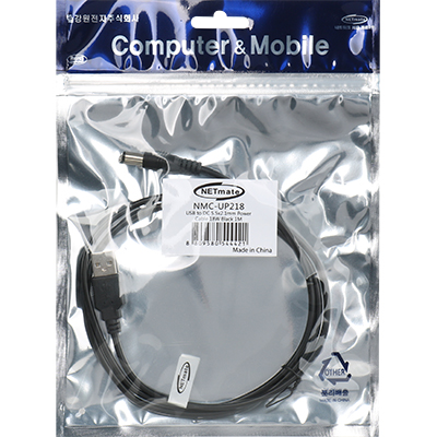 강원전자 넷메이트 USB 전원 케이블 1m (5.5x2.1mm/18W/블랙) NMC-UP218
