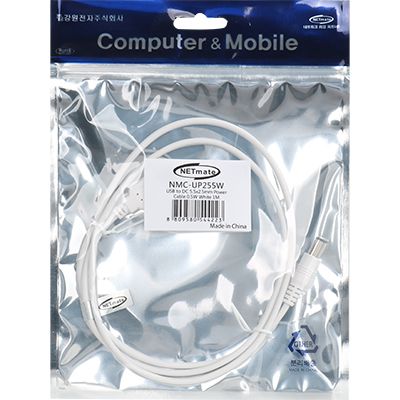 강원전자 넷메이트 USB 전원 케이블 1m (5.5x2.5mm/0.5W/화이트) NMC-UP255W