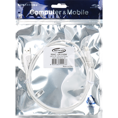 강원전자 넷메이트 NMC-UP258W USB 전원 케이블 1m (5.5x2.5mm/18W/화이트)