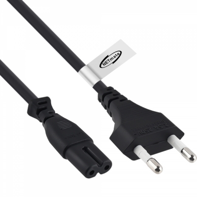 강원전자 넷메이트 220V 전용 2구(8자) AC 파워 케이블 1.3m(블랙) NMP-KPC813