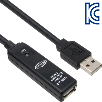강원전자 넷메이트 USB2.0 리피터 10m (LED/전원 아답터 포함) CBL-203B-10M