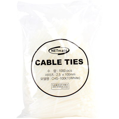 강원전자 넷메이트 2.5x100mm 케이블 타이 (화이트/1000EA) CHS-100KT