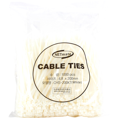 강원전자 넷메이트 4.8x200mm 케이블 타이 (화이트/1000EA) CHS-200KT(WHITE)