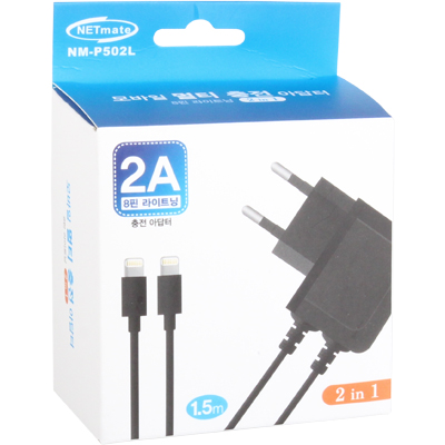 강원전자 넷메이트 NM-P502L A사 8핀 멀티 충전 아답터(2A) 1.5m