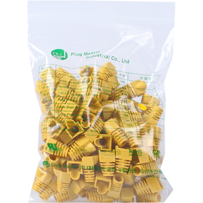 강원전자 플러그마스터 RJ-45 CAT.6 통부트(7mm/옐로우/100개) NM-SR007Y