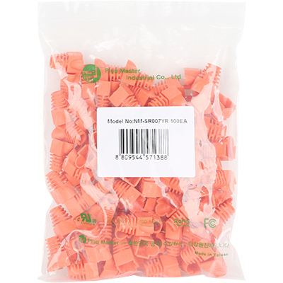 강원전자 플러그마스터 RJ-45 CAT.6 통부트(7mm/오렌지/100개) NM-SR007YR