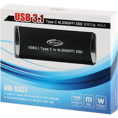 강원전자 넷메이트 USB3.1 Gen2 Type C M.2(NGFF) SSD 케이스(SSD미포함) NM-SSC7