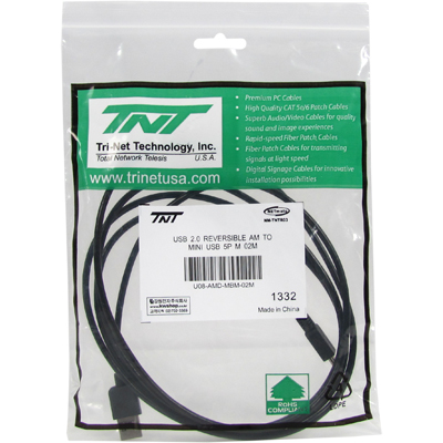 강원전자 TNT USB2.0 양면인식 Mini 5핀 케이블 2m NM-TNTR03