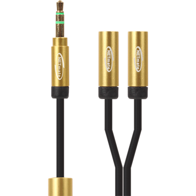 강원전자 넷메이트 초슬림 스테레오 Y 케이블 0.15m (OFC/금도금/AUX 케이블) NMA-MK015YN