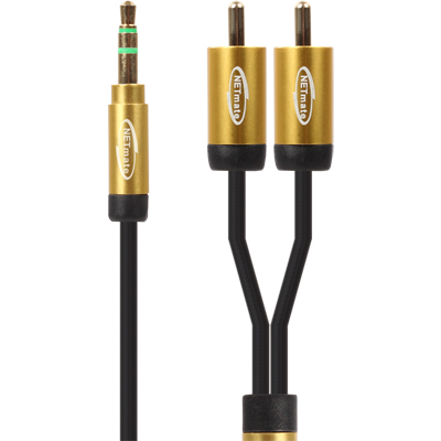 강원전자 넷메이트 초슬림 스테레오 to RCA 2선 케이블 0.5m (OFC/금도금/AUX 케이블) NMA-MK05SR