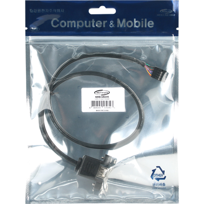 강원전자 넷메이트 USB2.0 2포트 메인보드 연결 판넬형 케이블 0.5m NM-UBC05