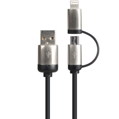 강원전자 넷메이트 모바일 멀티 충전 케이블 2m (마이크로 5핀 & A사 8핀 2 in 1) NMC-KVD200