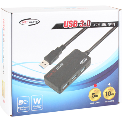 강원전자 넷메이트 USB3.0 4포트 허브 + 리피터 5m NMC-LA305