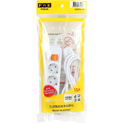 강원전자 PnK 안전 멀티탭 4구 접지 3m (10A) P063A