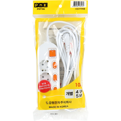 강원전자 PnK 안전 멀티탭 4구 개별 5m (10A) P073A