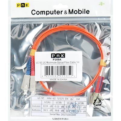 강원전자 PnK 광점퍼코드 LC-SC-2C-멀티모드 1m P359A