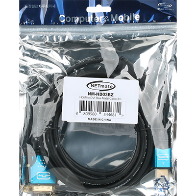강원전자 넷메이트 HDMI to DVI Blue Metal 케이블 3m NM-HD03BZ