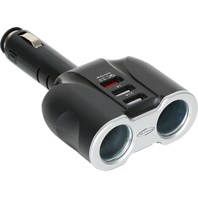 강원전자 넷메이트 NM-QCF230 QC3.0 차량용 USB 충전 시거잭(USB 2+1포트, 2구 시거 소켓)