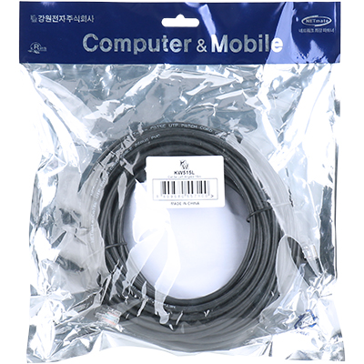강원전자 KW CAT.5E UTP 랜 케이블 15m (왼쪽 꺾임) KW515L