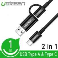 유그린 U-50534 모바일 2in1 멀티 충전 케이블 1m  (USB2.0&Type C)