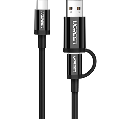 유그린 U-50534 모바일 2in1 멀티 충전 케이블 1m  (USB2.0&Type C)