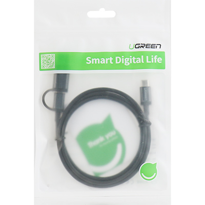 유그린 U-50534 모바일 2in1 멀티 충전 케이블 1m  (USB2.0&Type C)