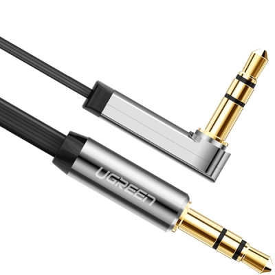 유그린 U-10597 스테레오 AUX Flat 케이블 1m (블랙/90˚꺾임)