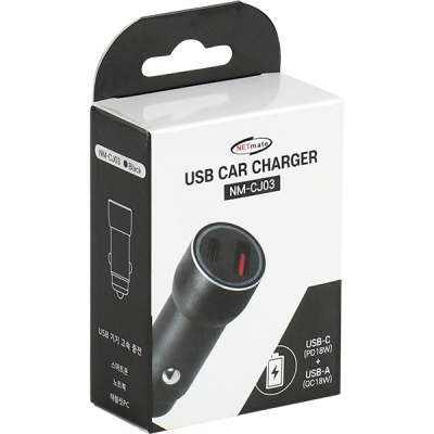 강원전자 넷메이트 USB PD+QC3.0 고속 충전 시거잭 (블랙) NM-CJ03