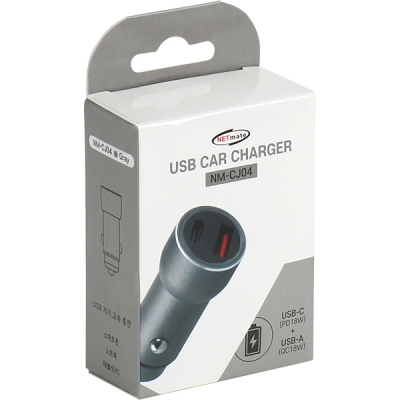 강원전자 넷메이트 USB PD+QC3.0 고속 충전 시거잭 (실버) NM-CJ04