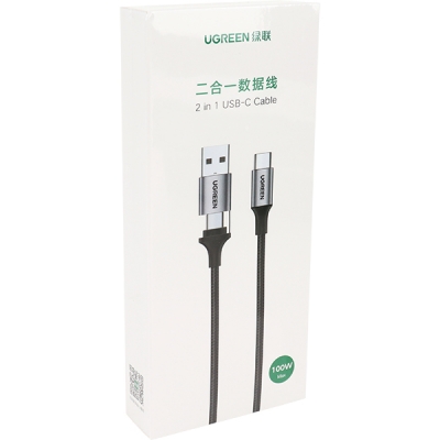 유그린 U-70416 모바일 2in1 멀티 충전 케이블 1m  (USB2.0&Type C)