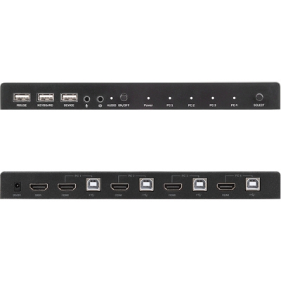 강원전자 넷메이트 4K 60Hz HDMI 2.0 KVM 4:1 스위치(USB) NM-PTK02