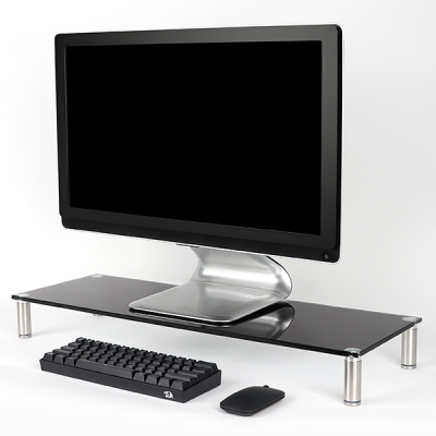 강원전자 넷메이트 다용도 강화유리 받침대(블랙/대) NM-GCD03BN