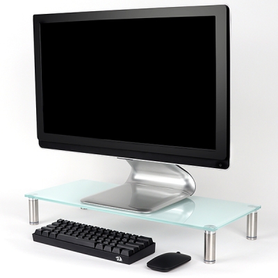 강원전자 넷메이트 다용도 강화유리 받침대(화이트/중) NM-GCD02WN