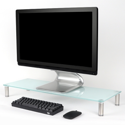 강원전자 넷메이트 다용도 강화유리 받침대(화이트/대) NM-GCD03WN