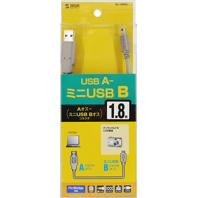 강원전자 산와서플라이 USB2.0 AM-Mini 5핀 케이블 1.8m KU-AMB518K