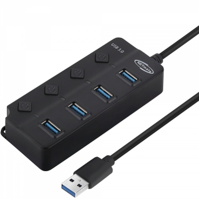 강원전자 넷메이트 USB3.0 4포트 허브 (블랙) NM-UBA306