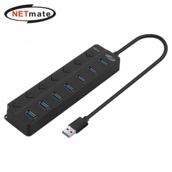 강원전자 넷메이트 USB3.0 7포트 허브 (블랙) NM-UBA307