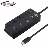 강원전자 넷메이트 USB3.0 Type C 4포트 허브 (블랙) NM-UBC304