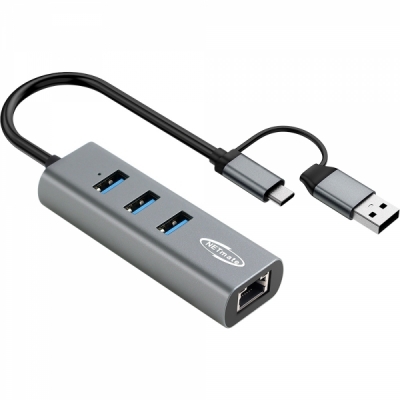 강원전자 넷메이트 2 in 1 USB 3포트 허브 + 랜카드 NM-UBA308