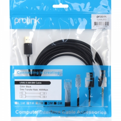 프로링크 USB2.0 AM-BM 케이블 5m PF466B-0500