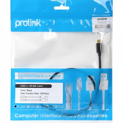 프로링크 USB2.0 CM-BM 케이블 0.5m PF482B-0050