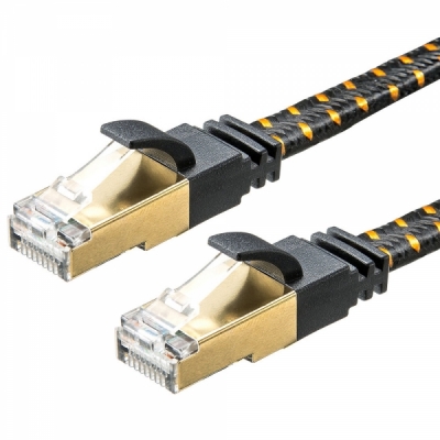 강원전자 산와서플라이 CAT.8 STP FLAT 랜 케이블 0.5m KB-T8MEFL-005BK
