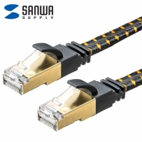 강원전자 산와서플라이 CAT.8 STP FLAT 랜 케이블 1m KB-T8MEFL-01BK