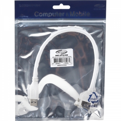 강원전자 넷메이트 USB3.0 연장 AM-AF 판넬형 케이블 0.3m (화이트) NMC-UF303SW